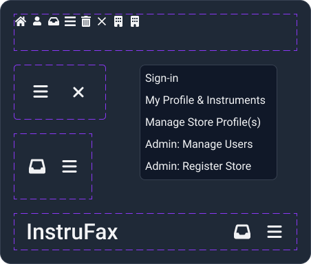 Navigation and icon component designs with dynamic state variants